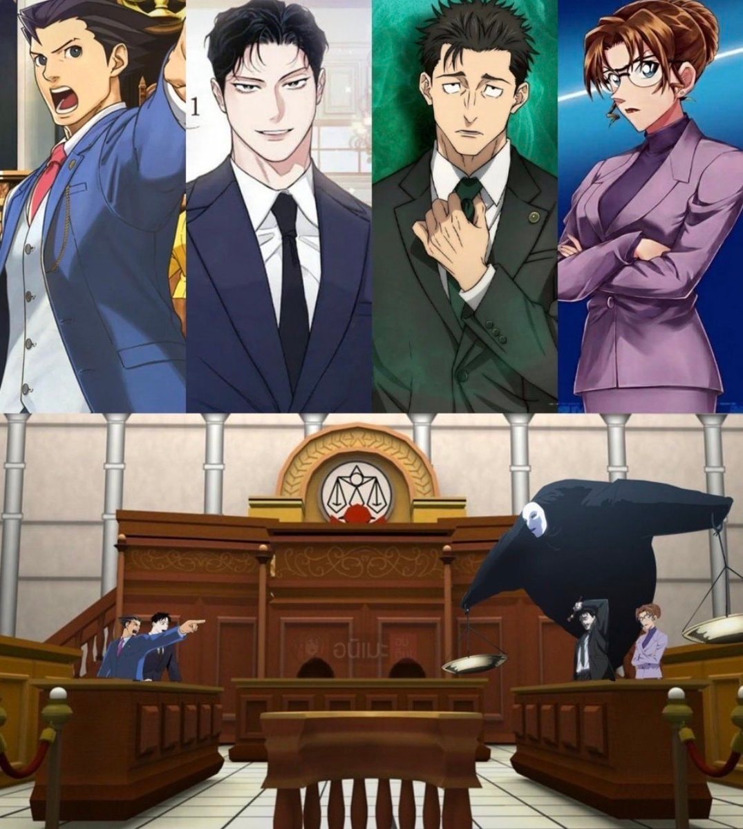 anime courtroom collage