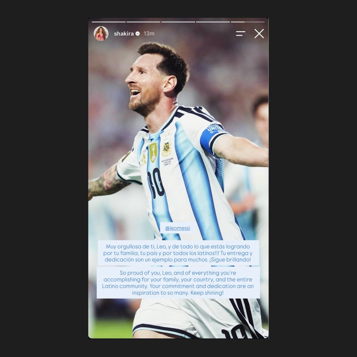 Shakira congratulates Messi after Argentina win (photo 2 of 2)