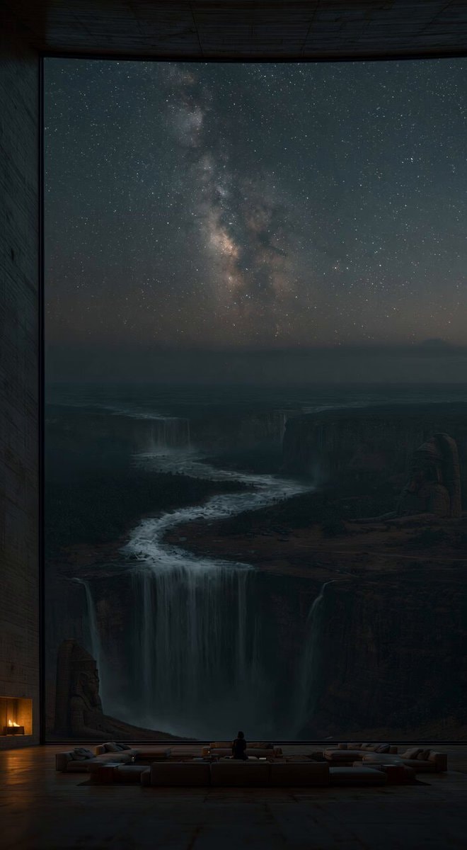 surreal canyon view through window