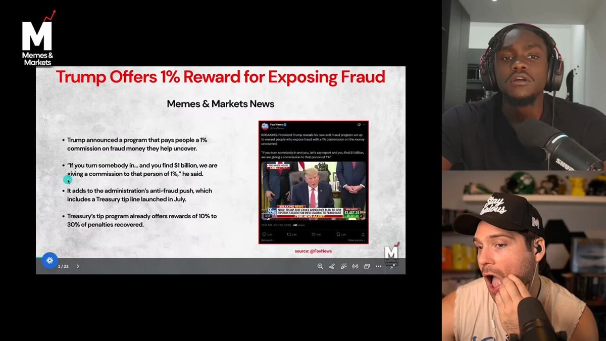 Trump 1% fraud reward vs Treasury TIP