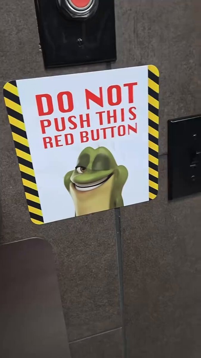 Cartoon frog sign do not push