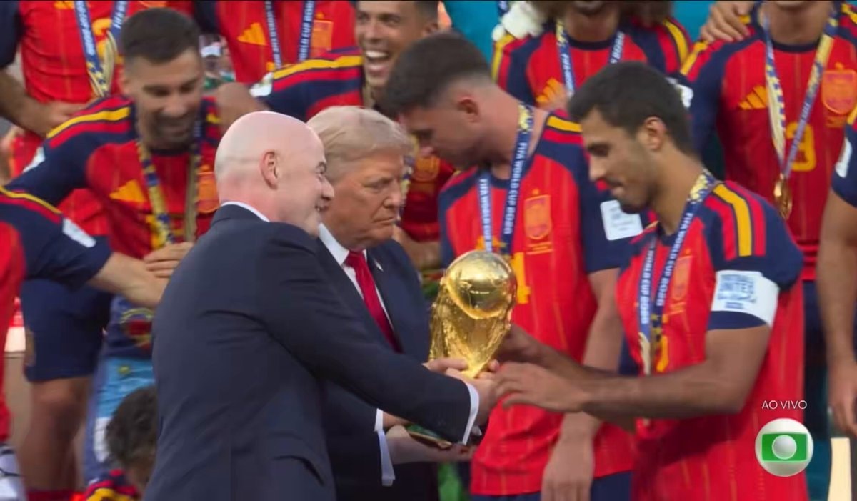 Trump Rodri World Cup trophy