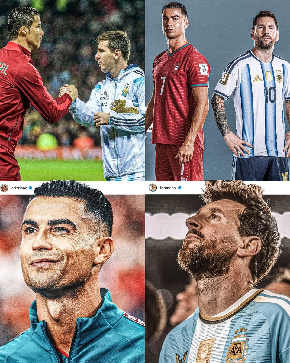 Cristiano Ronaldo congratulates Lionel Messi