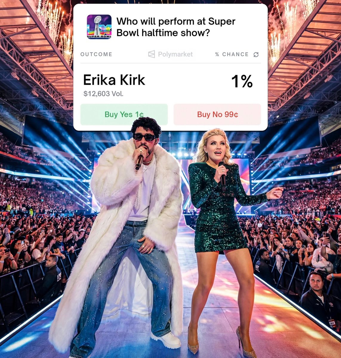 Erika Kirk and Bad Bunny on Super Bowl stage