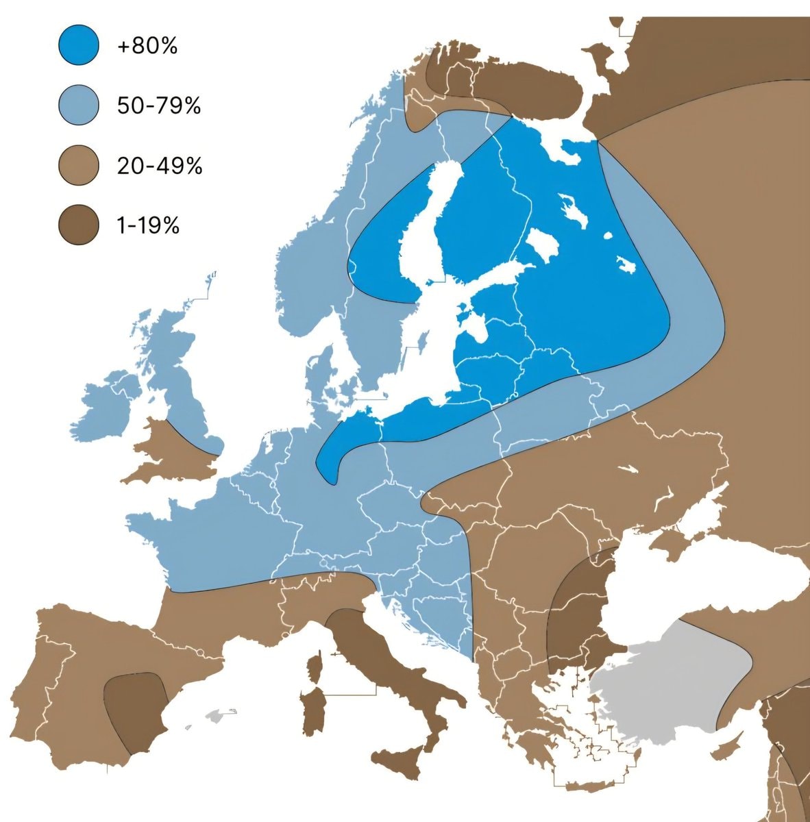 share of light eyes in Europe
