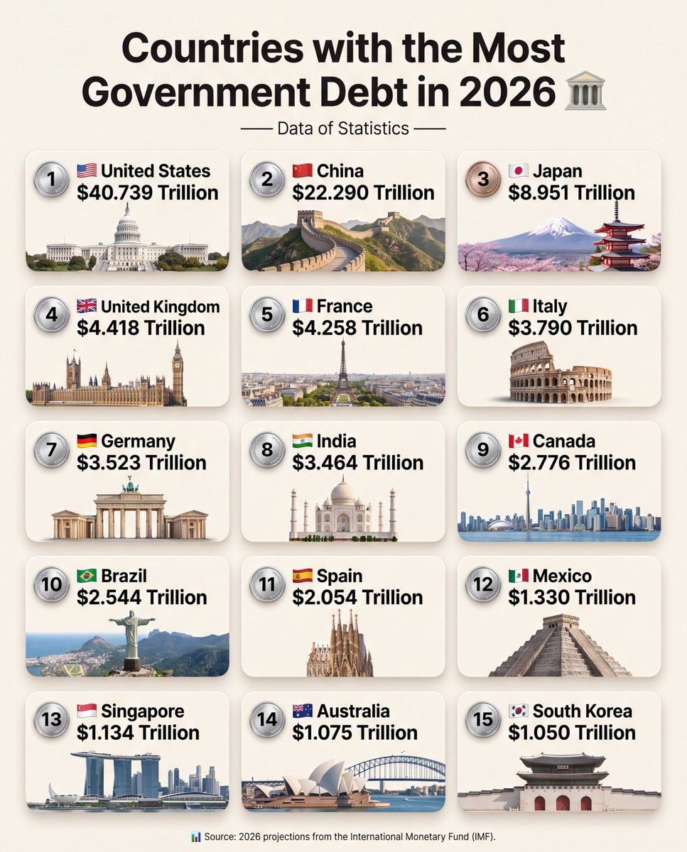 Countries with the Most Government Debt in 2026 Countries with the Most Government Debt in 2026
