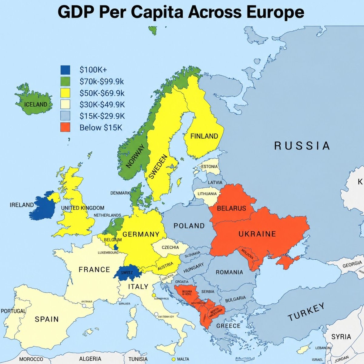 GDP Per Capita Across Europe