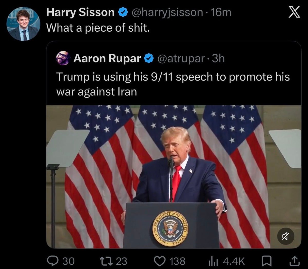 Trump 9/11 speech Harry Sisson