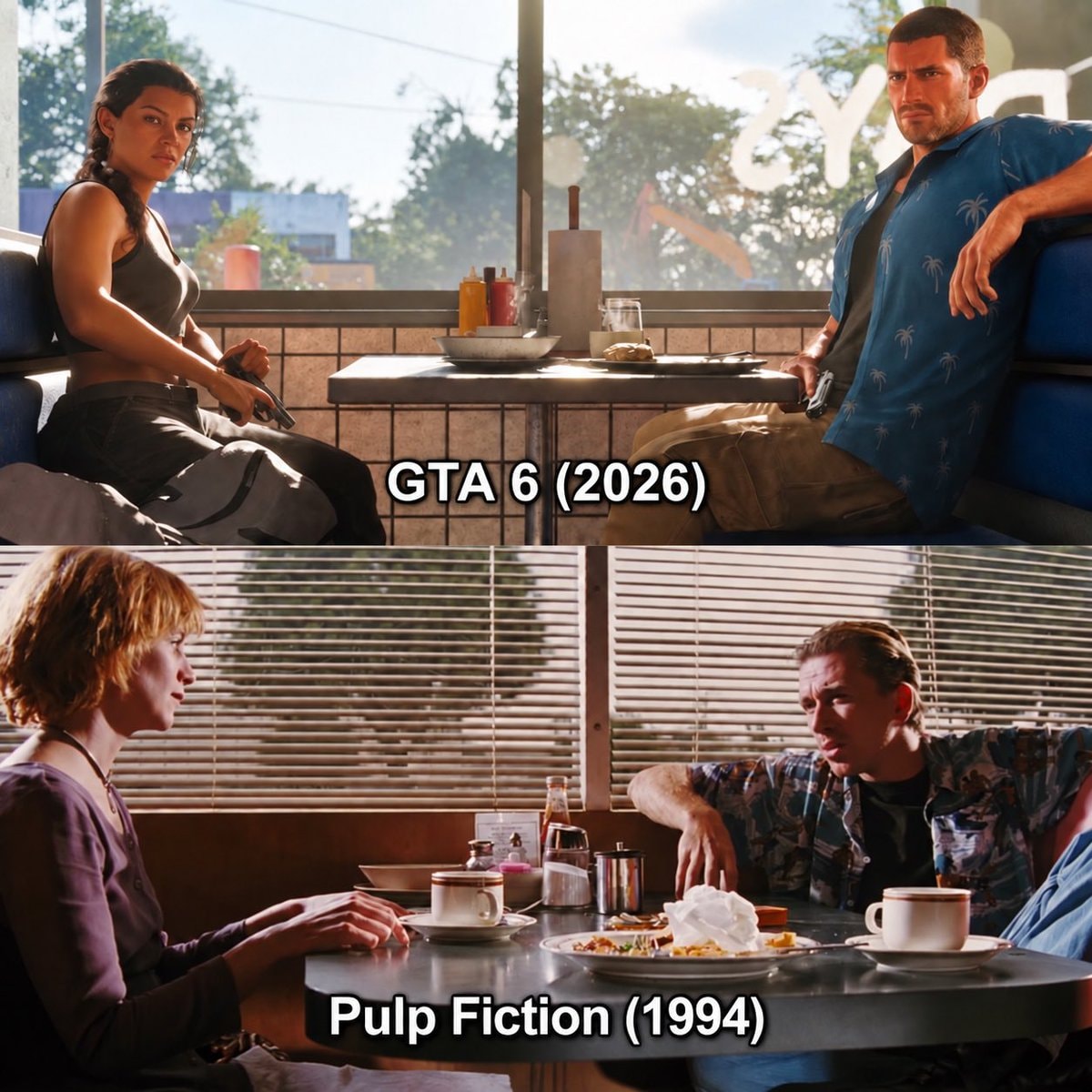 GTA 6 vs Pulp Fiction meme