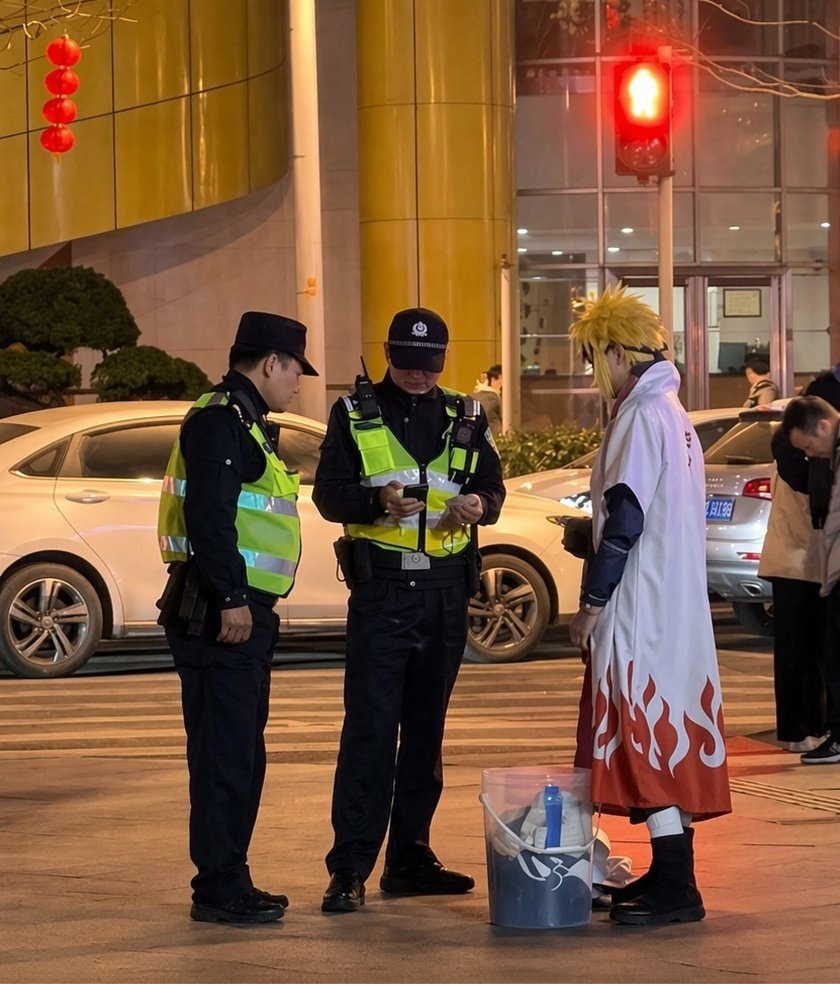 Minato Namikaze cosplayer pulled over