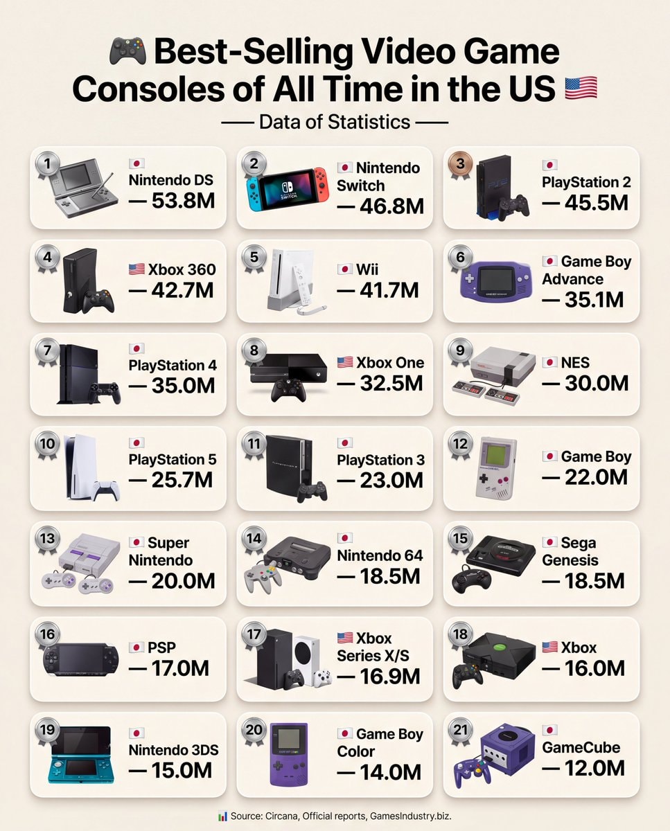 Best-selling US consoles all time Best-selling US consoles all time