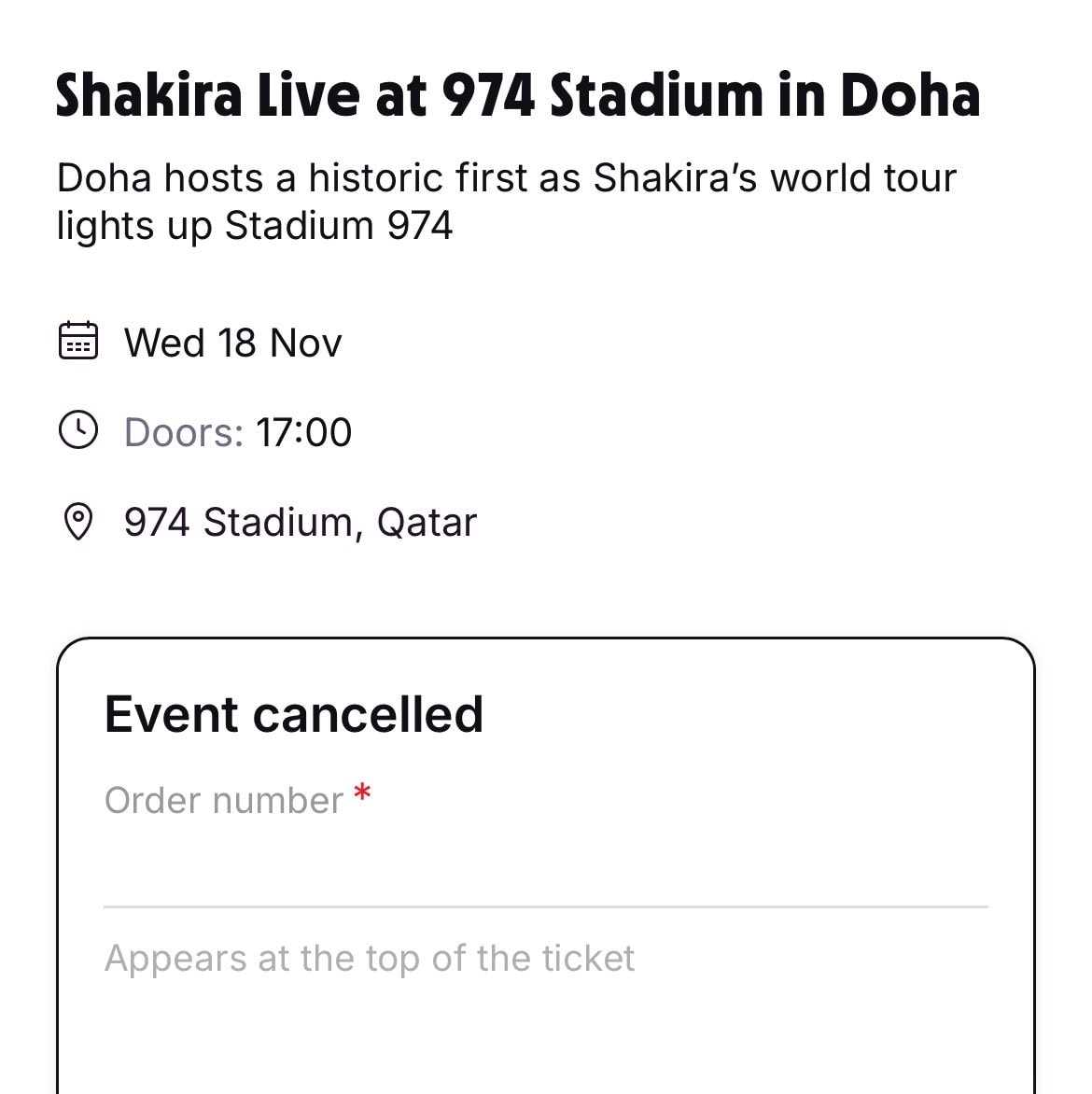 Shakira Doha concert cancelled (photo 2 of 2)