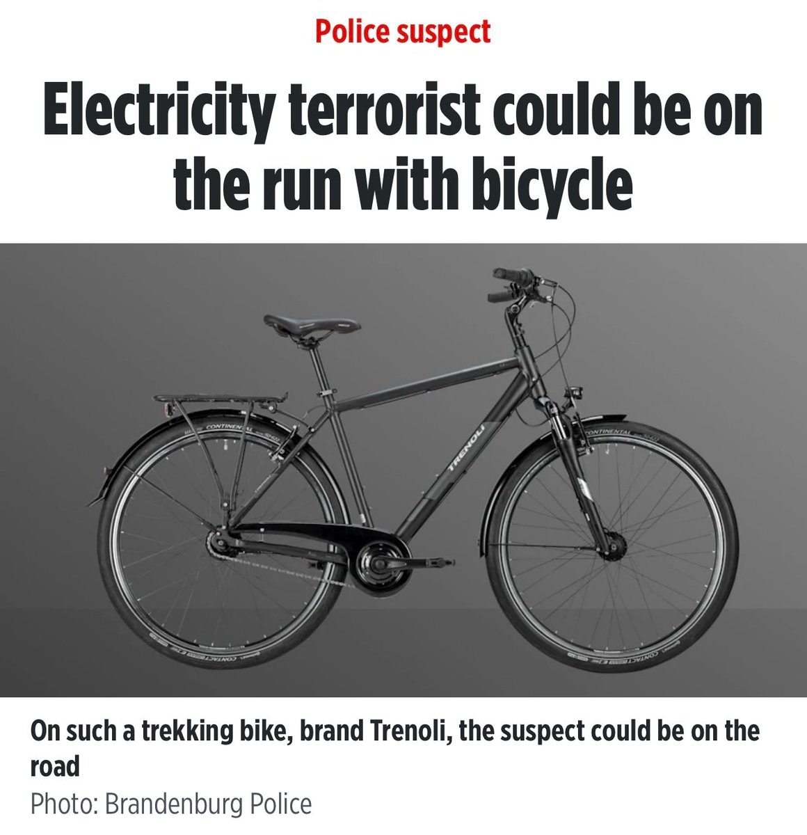 TRENOLI bike Electricity terrorist suspect