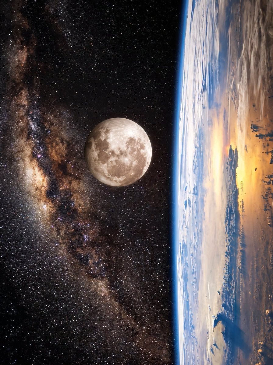 Earth Moon Milky Way Galaxy