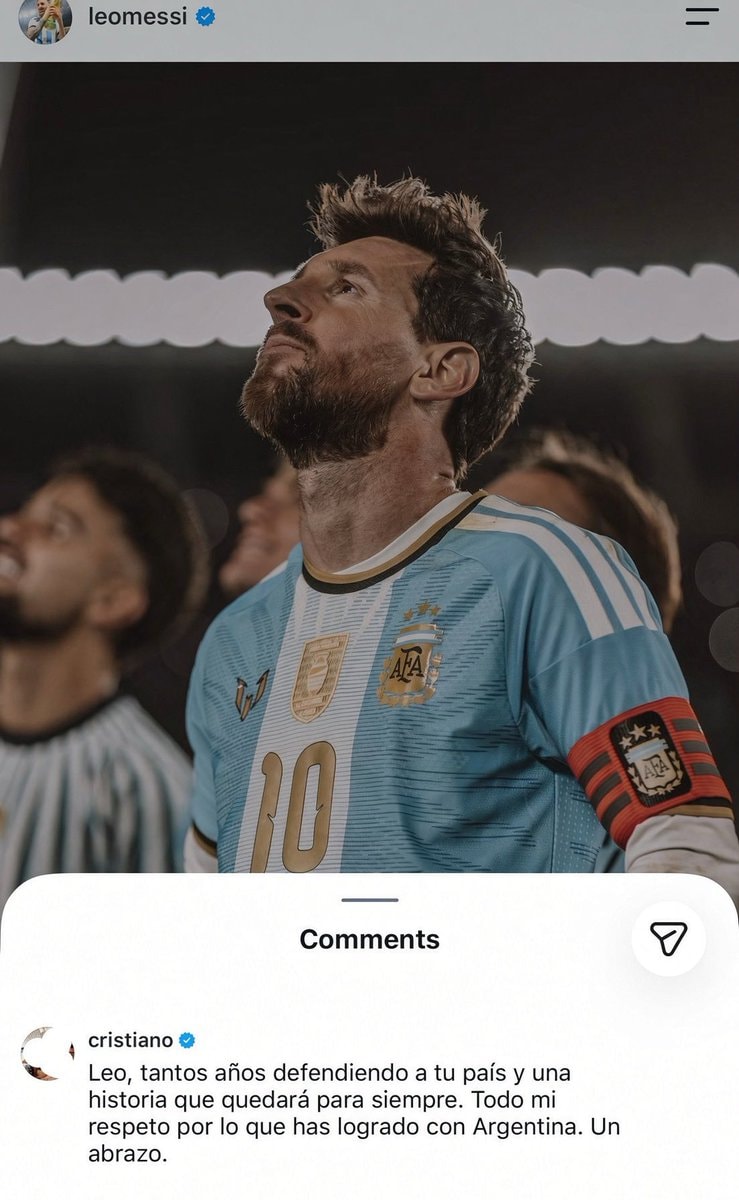 Cristiano Ronaldo tribute to Lionel Messi Cristiano Ronaldo tribute to Lionel Messi