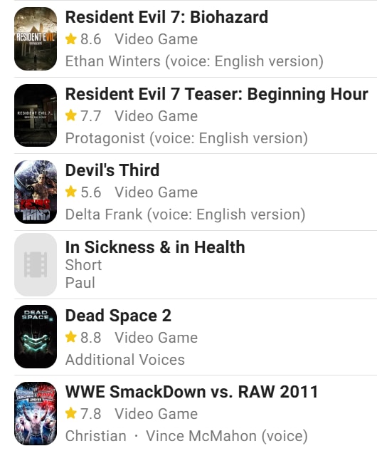 Resident Evil 7 and WWE SmackDown voice cast
