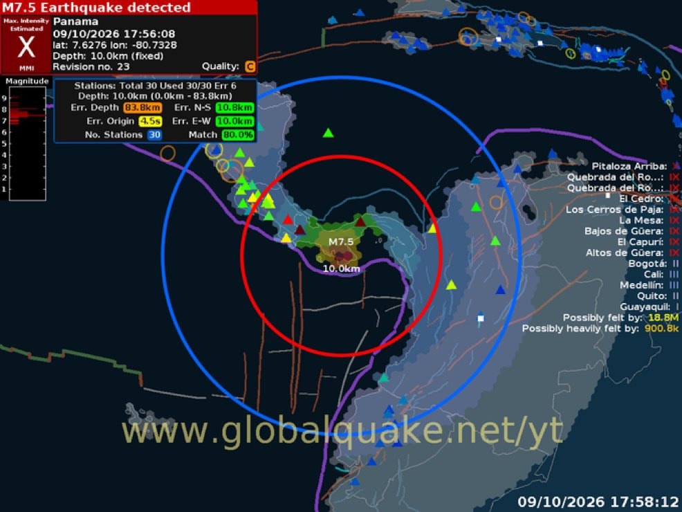 Panama 7.5 magnitude earthquake