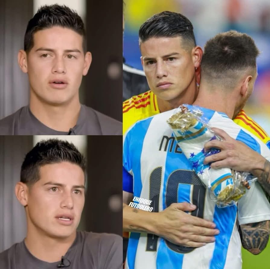 James Rodriguez and Lionel Messi after Copa America