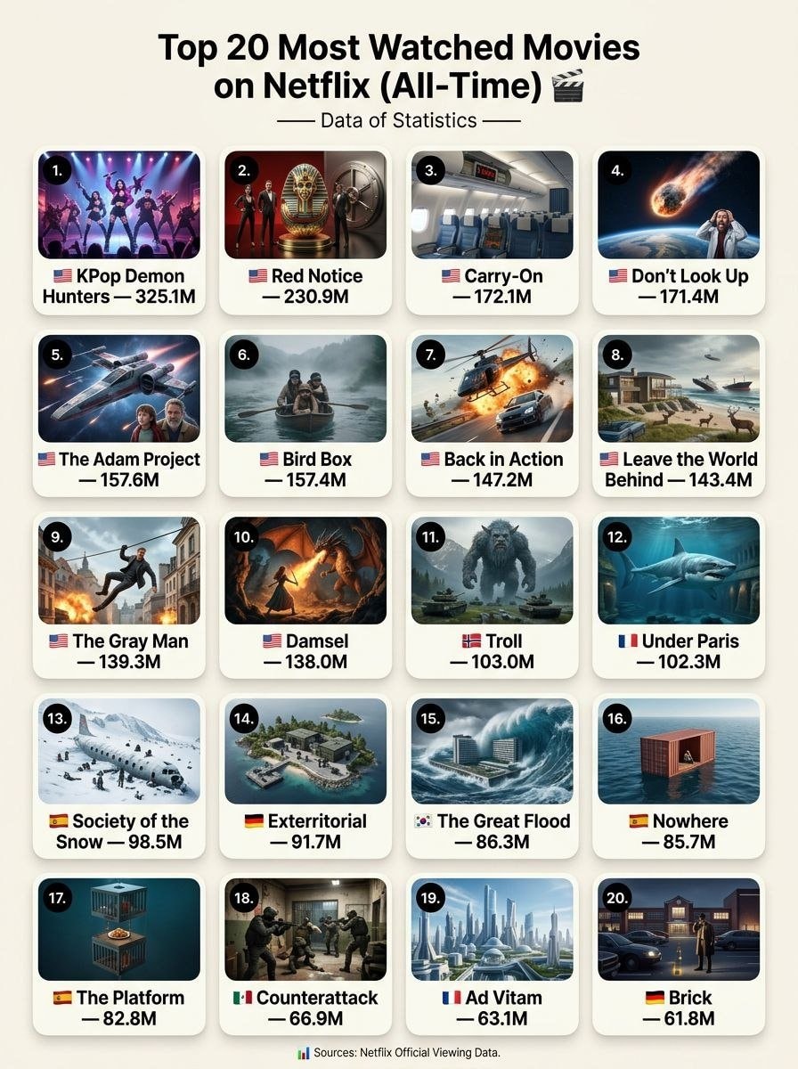 Netflix top 20 most-watched movies