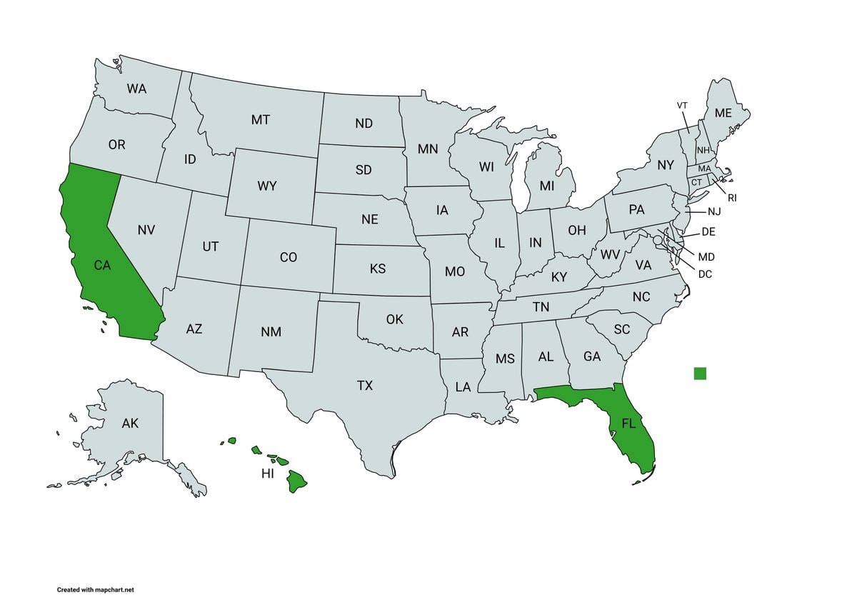 Florida Cali Hawaii unique commonality