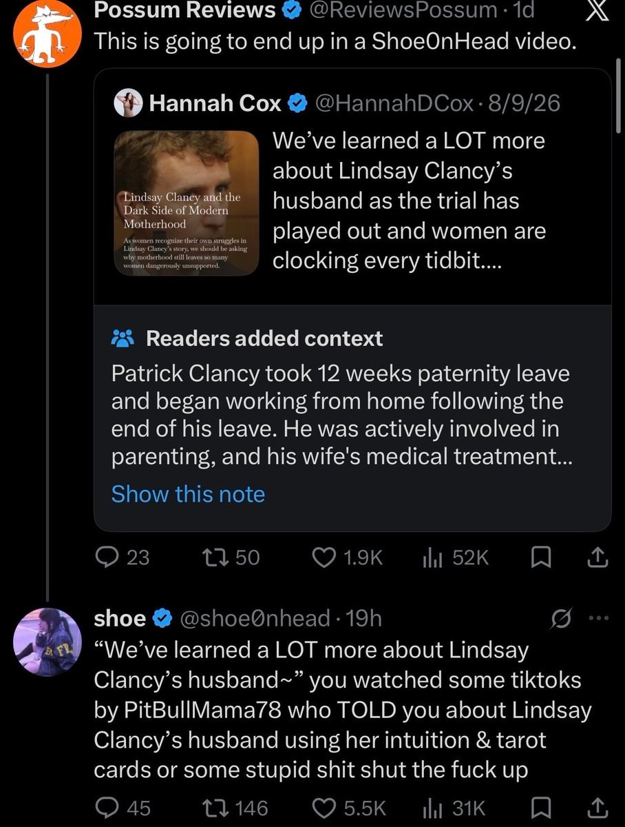 Shoe0nHead on Callan Clancy case (photo 2 of 2)
