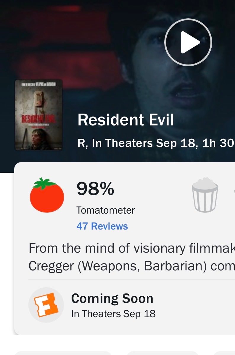 Zach Creggar RESIDENT EVIL Rotten Tomatoes (photo 2 of 2)
