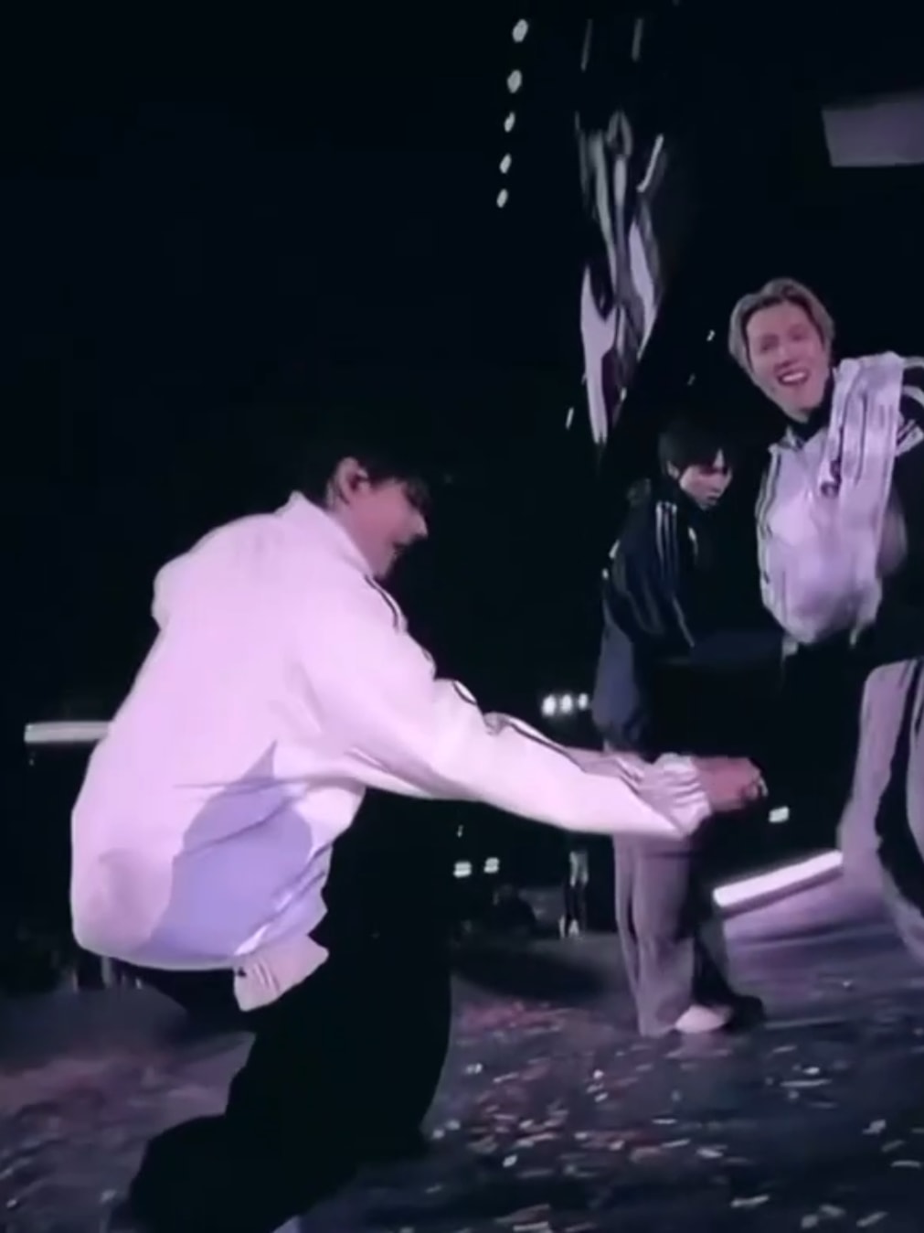 Taehyung cheering the rap line at BTS Cypher Pt. 4