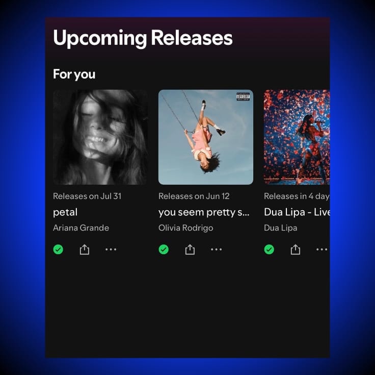 Spotify Album Countdown chart (photo 2 of 2)