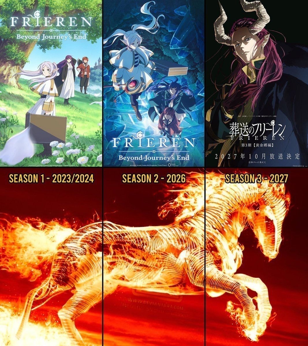 Frieren Beyond Journey's End Season 1 2 3 dates