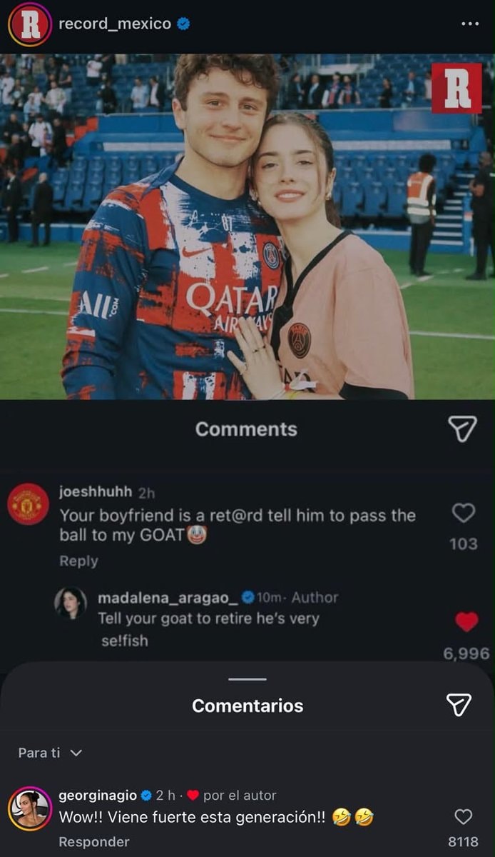 Georgina Rodriguez reacts to fake comment