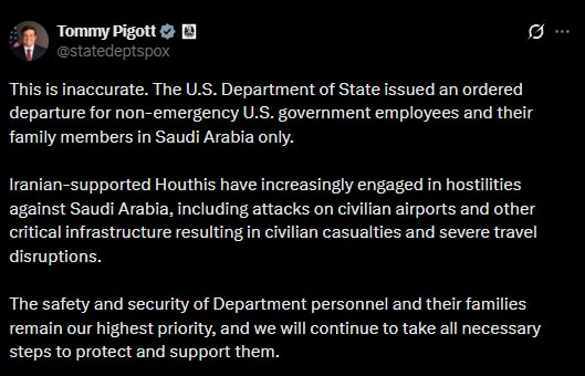 U.S. State Department Saudi Arabia travel order