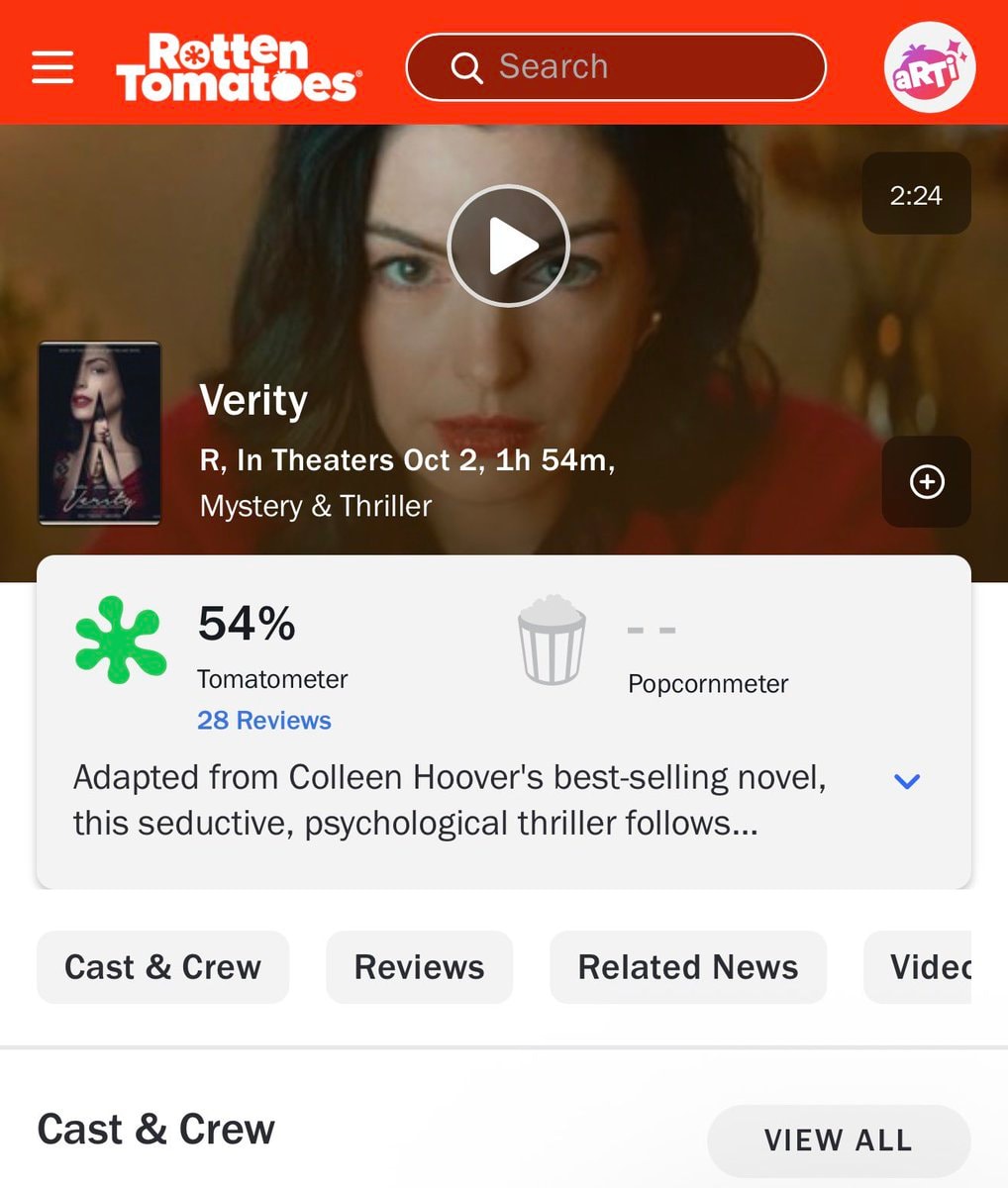 Verity Rotten Tomatoes score