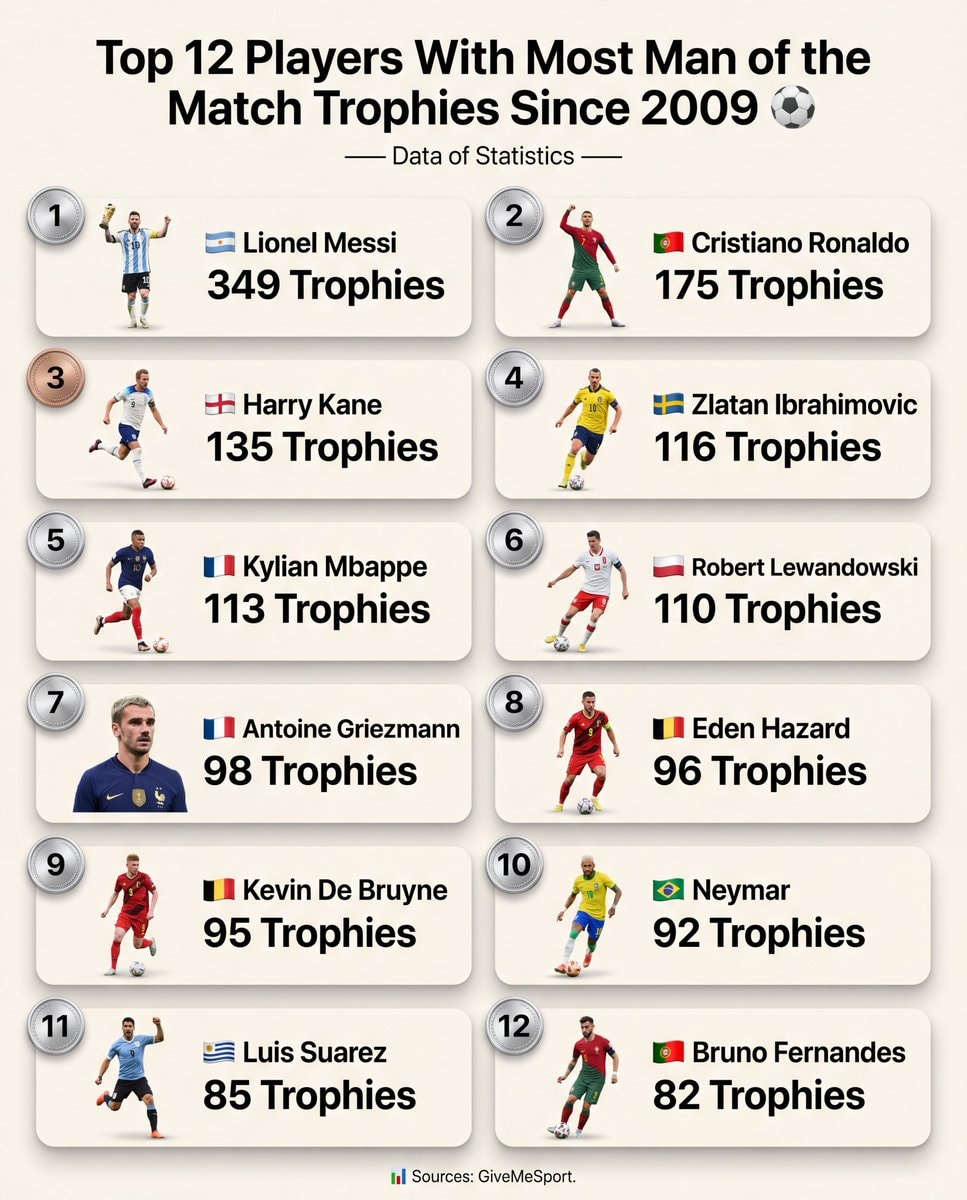Most Man of the Match trophies since 2009