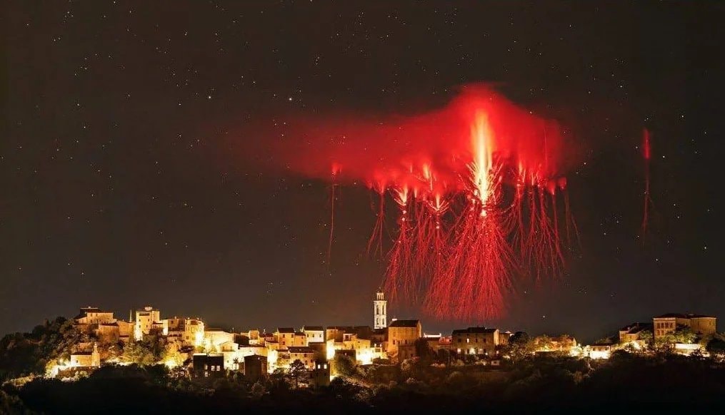 red sprites over Montemaggiore France