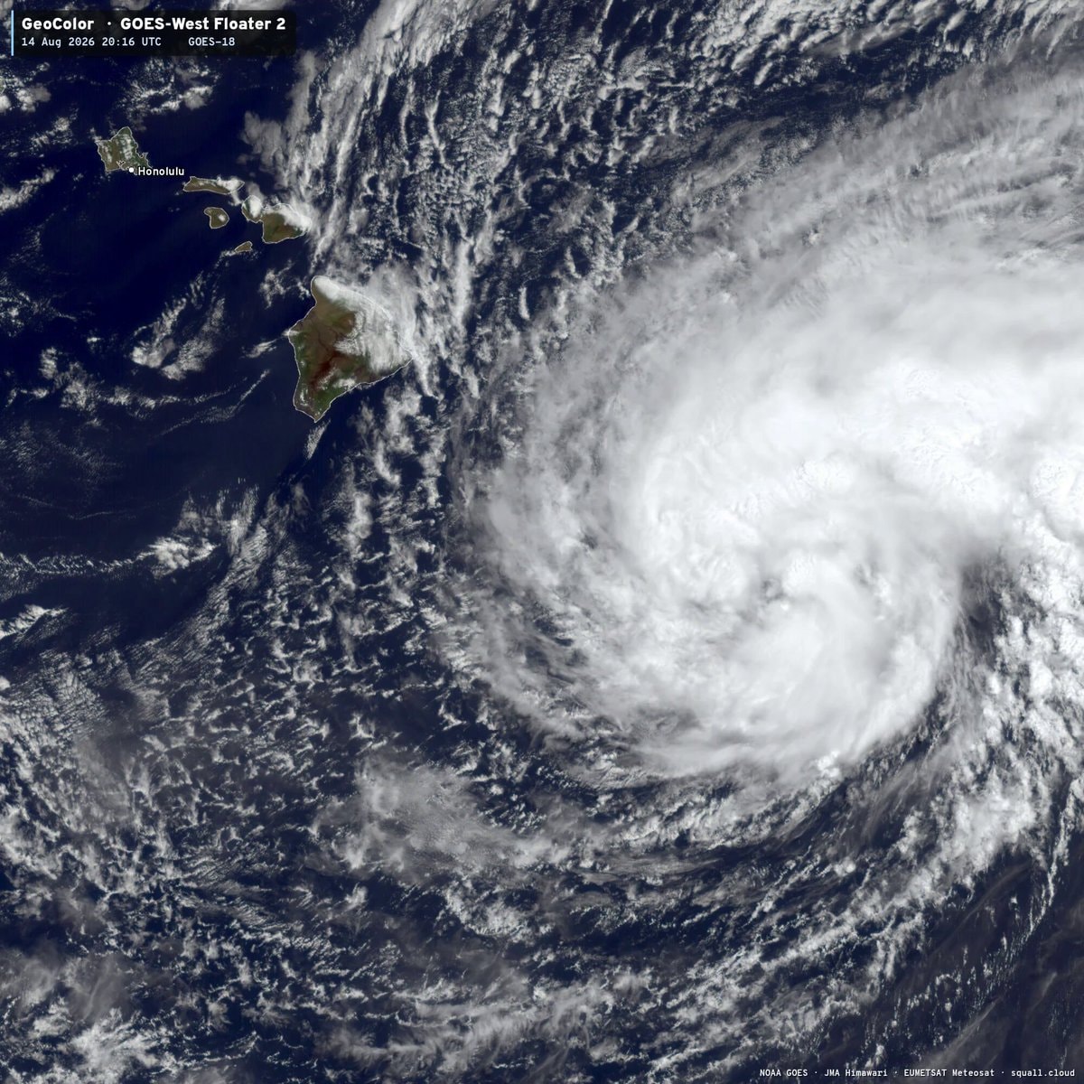 Hurricane approaching Hawaii 14 Aug 2026