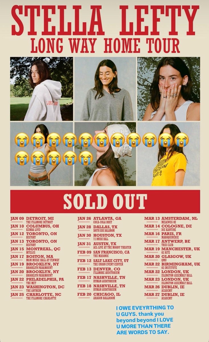 Stella Lefty Long Way Home Tour sold out