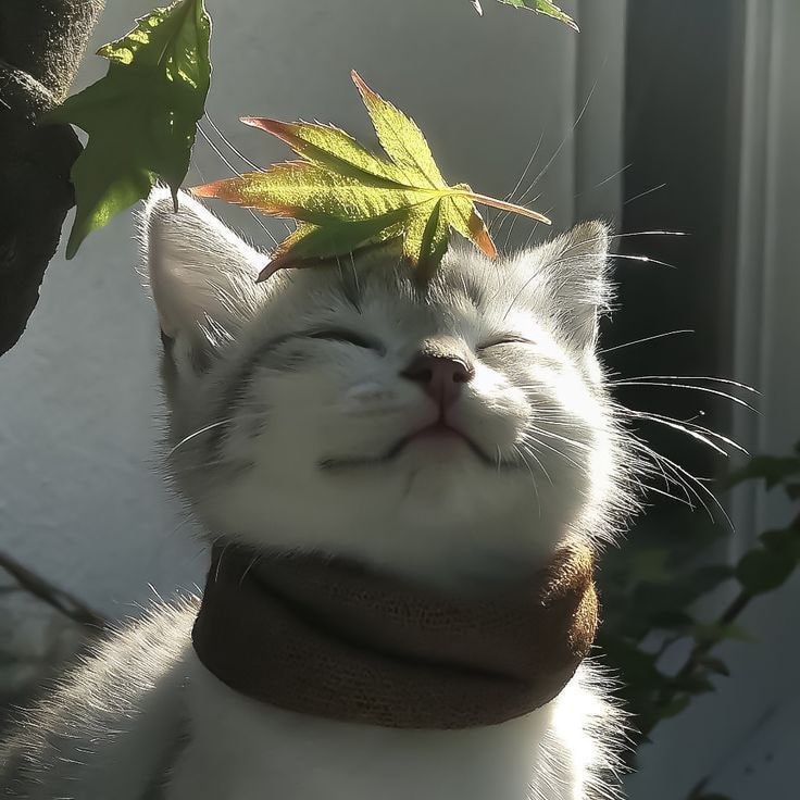 kitten in scarf with maple leaf hat (photo 2 of 2)