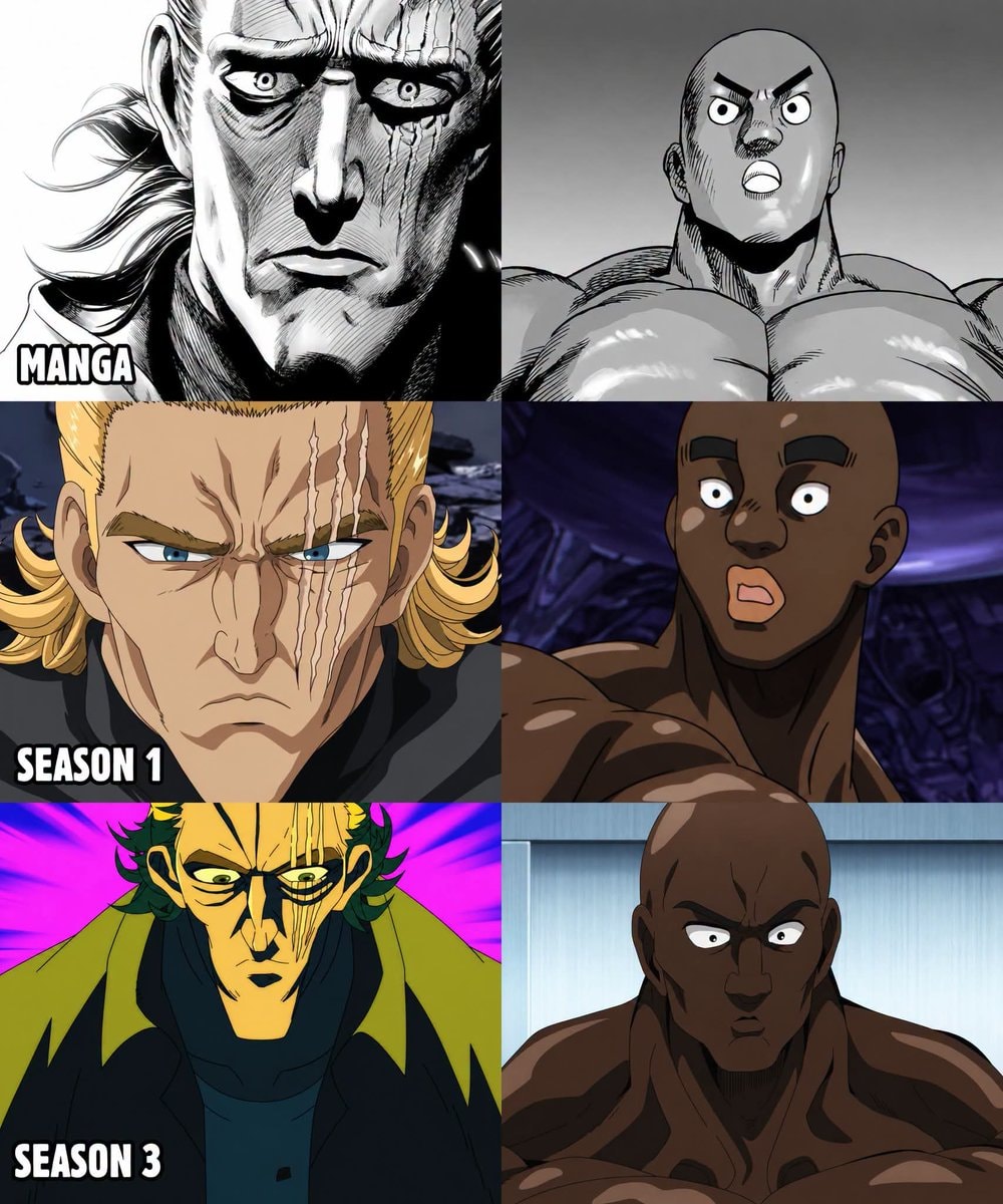 One-Punch Man character design comparison