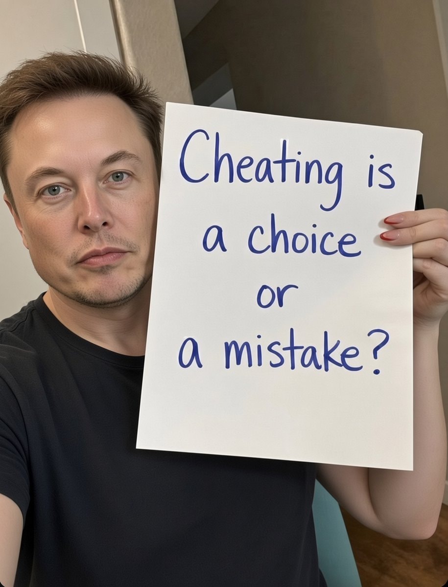Elon Musk holding sign