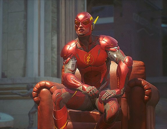 the flash in red armchair