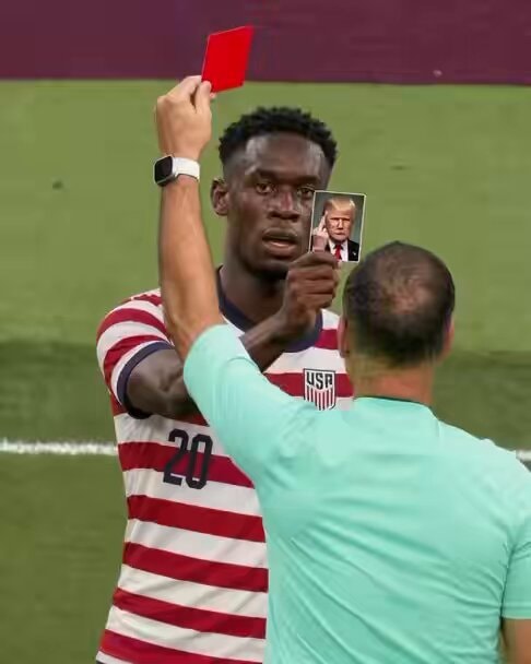 USA player red card Trump photo