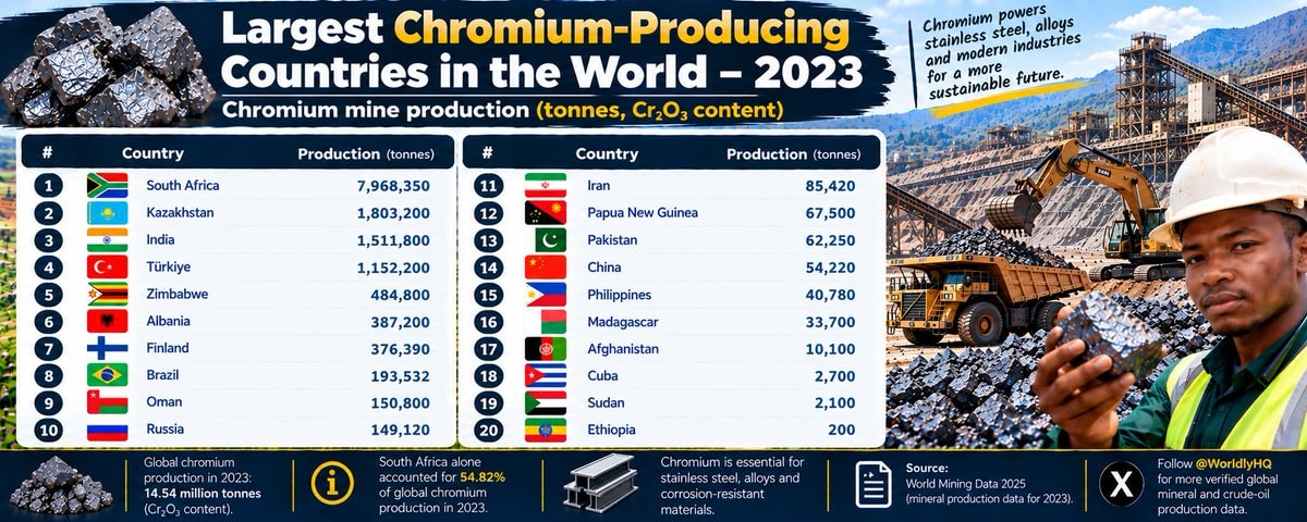Largest Chromium-Producing Countries 2023