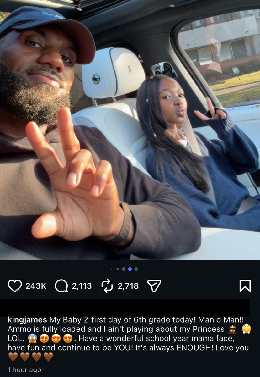 LeBron James Girl Dad Zhuri 6th grade
