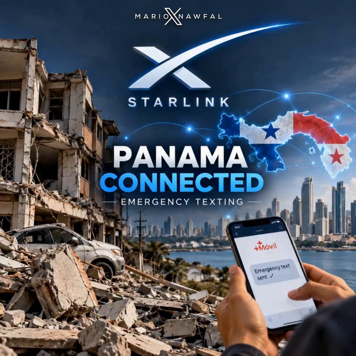 Starlink Mobile Panama +Móvil emergency texting