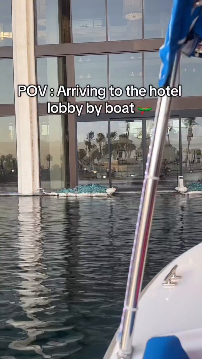 boat arrival to hotel lobby Palm Springs