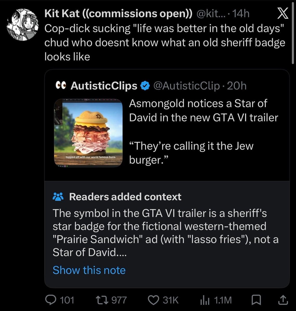 Asmongold GTA 6 Jew Burger comments (photo 2 of 3)