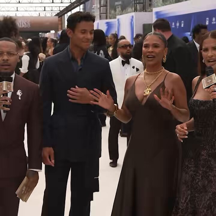 Red carpet interview hand on chest