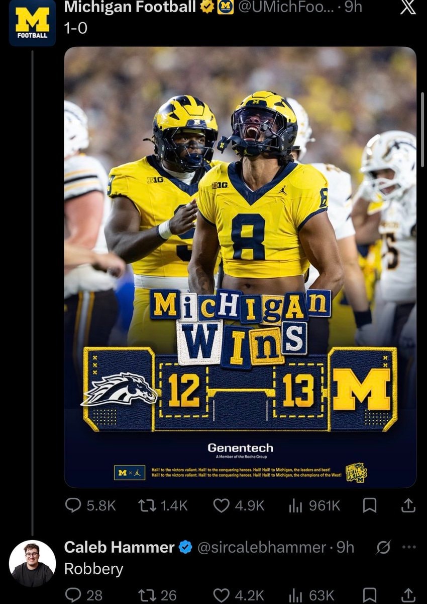 Caleb Hammer on Michigan vs Western Michigan (photo 2 of 2)