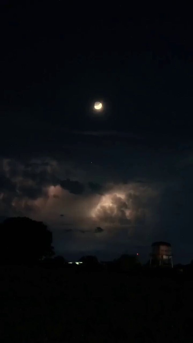 night sky moon clouds water tower