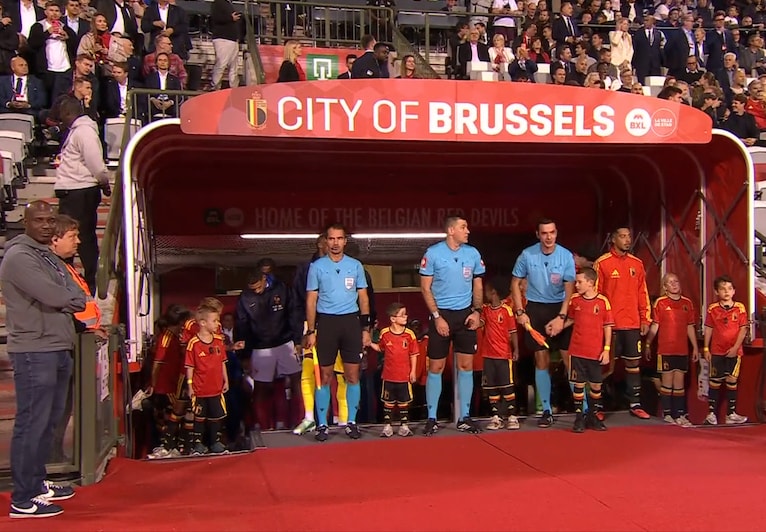 Belgian Red Devils exit tunnel